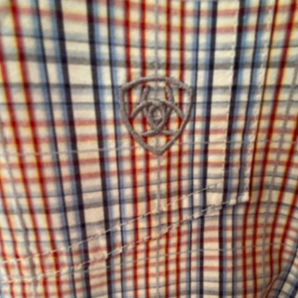 ARIAT Men’s Pro Series Long Sleeve Western Shirt Medium Cream Blue Rust - Picture 6 of 8